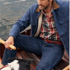 Tailor Vintage Dark Blue Shirt Jacket with Sherpa Lining